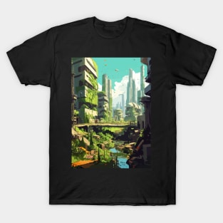 Abandoned Old City Anime Art Style T-Shirt